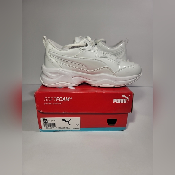 Puma Cilia P Core Low Top Lace Up Sneakers White Junior Size 6C - Picture 2 of 10